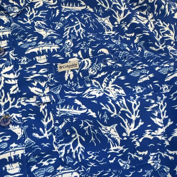 Columbia PFG Hawaiian Short Sleeve Shirt Button Up Hiking Fishing Medium Vented - Picture 2 of 10